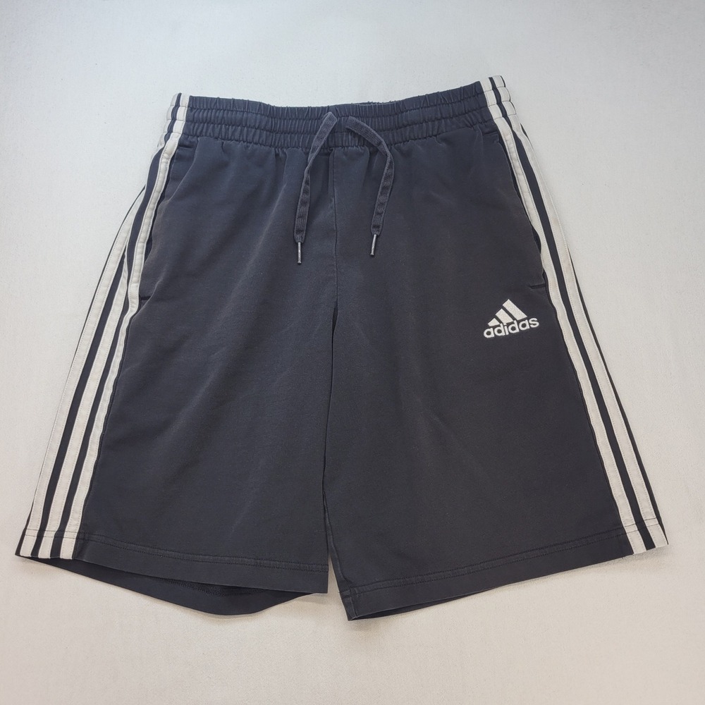 Adidas Athletic Shorts Mens Medium Black Sport Terry Drawstring Gym Pockets